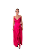 Arriendo de Vestido rojo de seda amarre al lado escote en V
