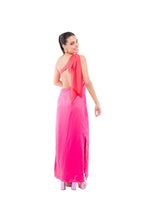 Vestido Largo Asimétrico Fucsia y Rojo