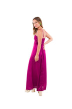 Vestido Largo Burdeo de Seda con Pabilos