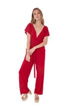 Arriendo de Enterito rojo de lycra con manguitas, bolsillos y cinturon rojo
