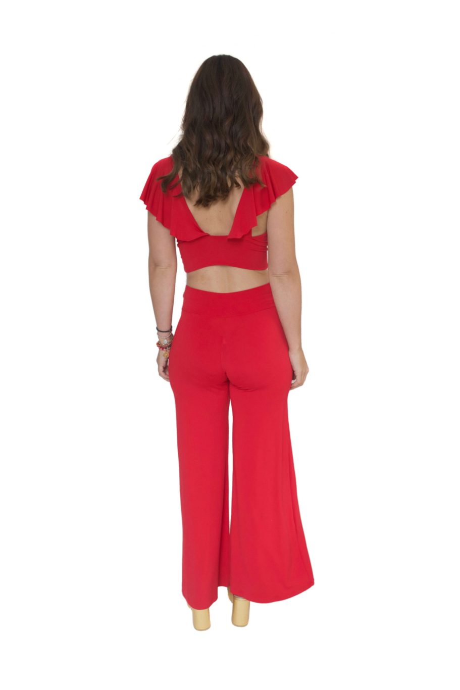 Arriendo de Conjunto rojo top con vuelos y pantalón