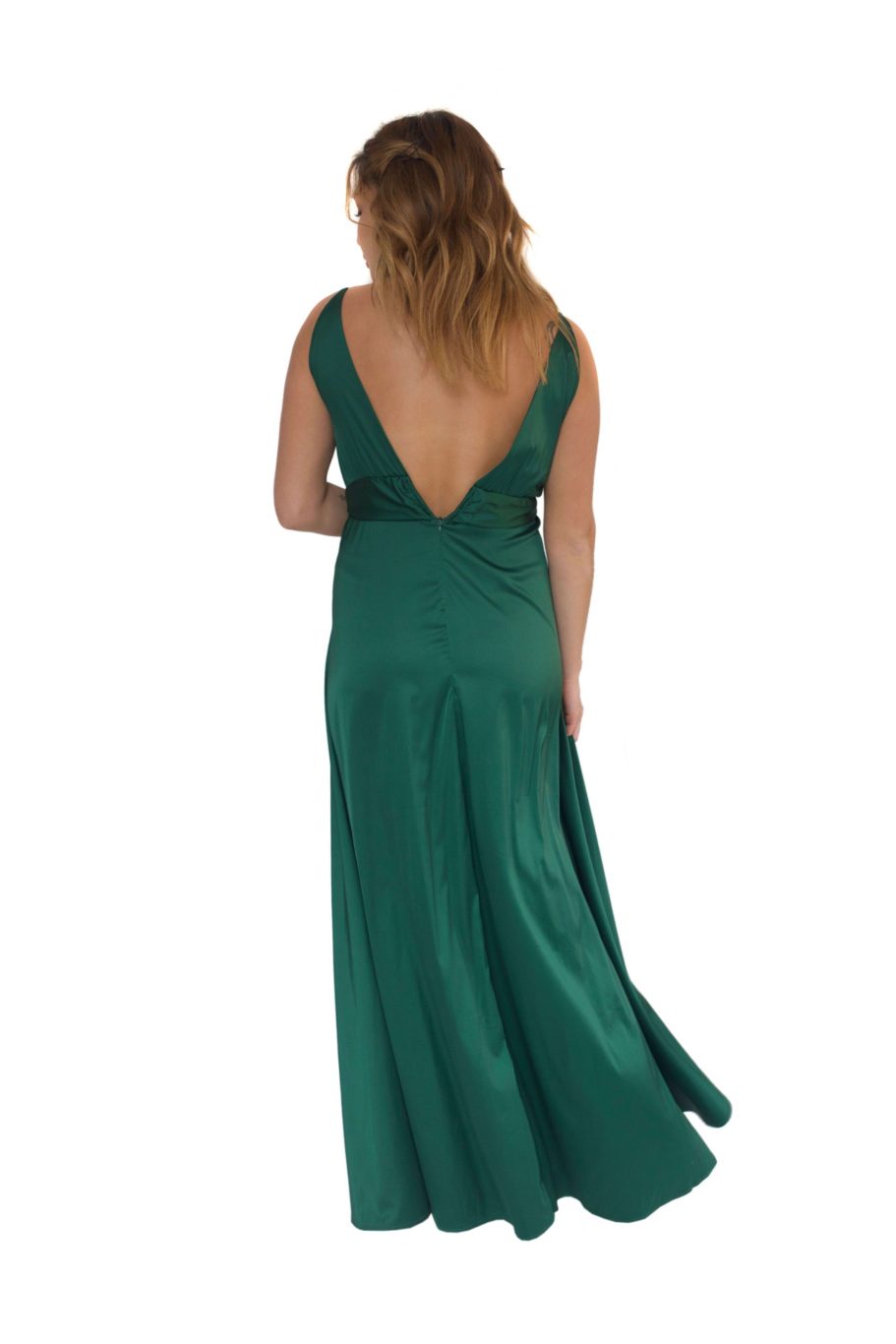 Arriendo de Vestido largo de seda verde oscuro