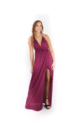 Vestido color vino de seda largo
