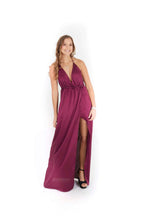 Vestido color vino de seda largo
