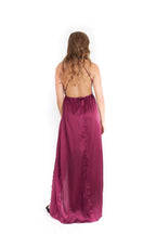 Vestido color vino de seda largo