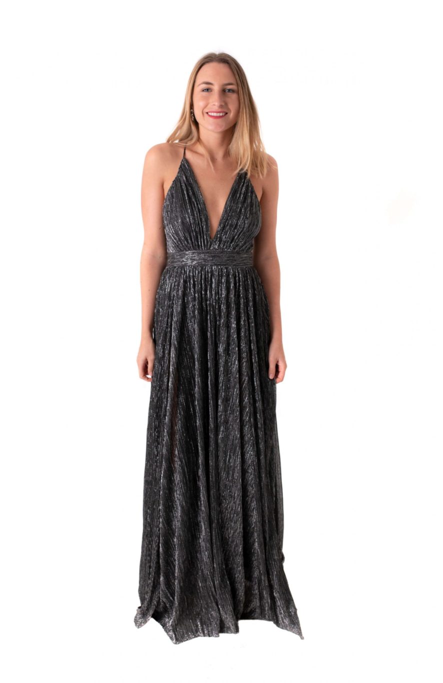 Arriendo de Vestido gris oscuro con brillos