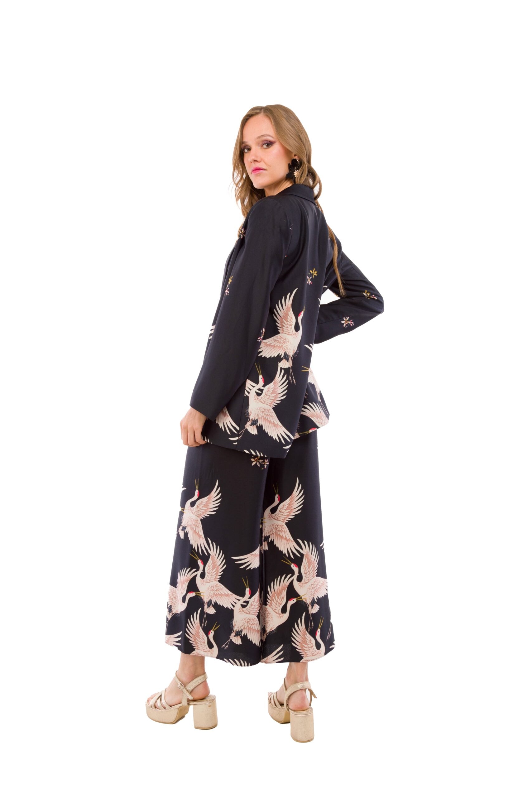 Conjunto de Dos Piezas, Blazer y Pantalón con Pájaros Zara Talla S