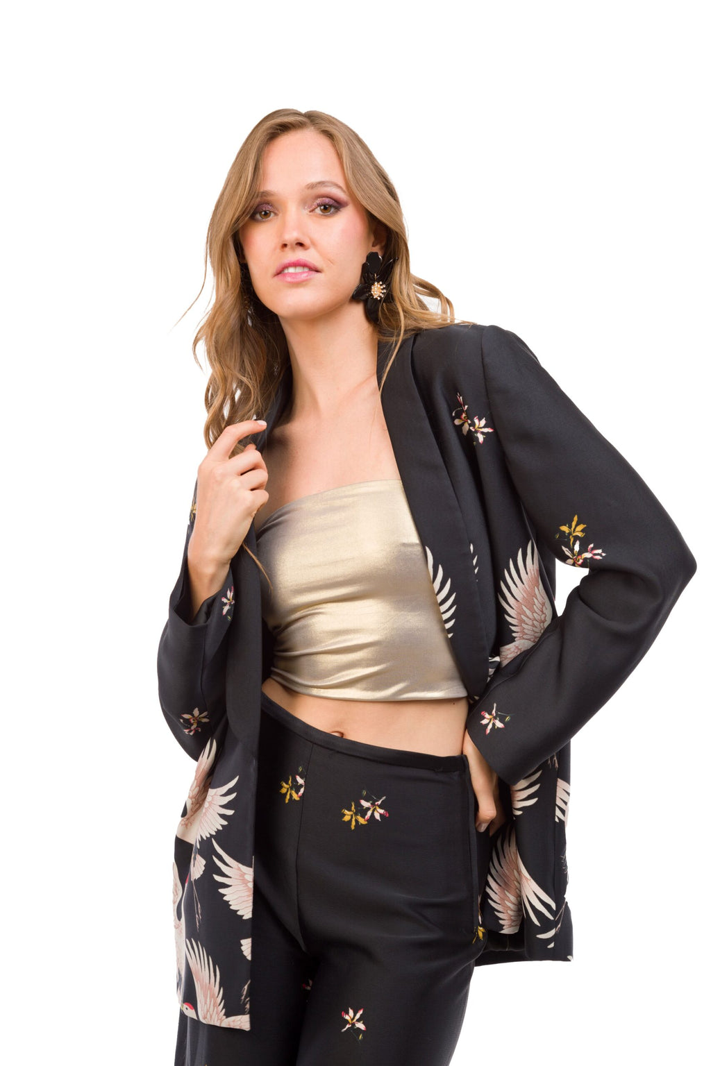 Conjunto de Dos Piezas, Blazer y Pantalón con Pájaros Zara Talla S