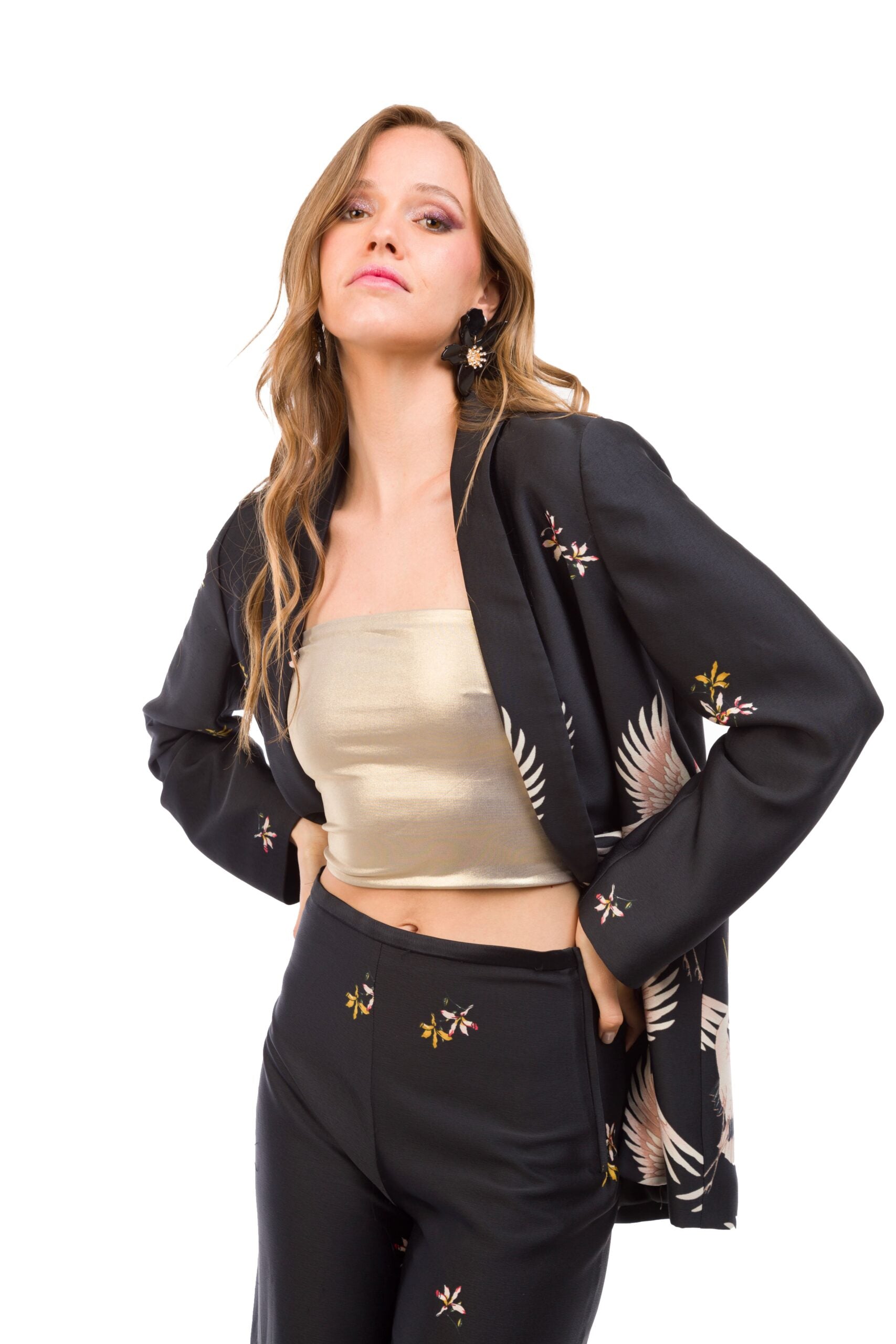 Conjunto de Dos Piezas, Blazer y Pantalón con Pájaros Zara Talla S