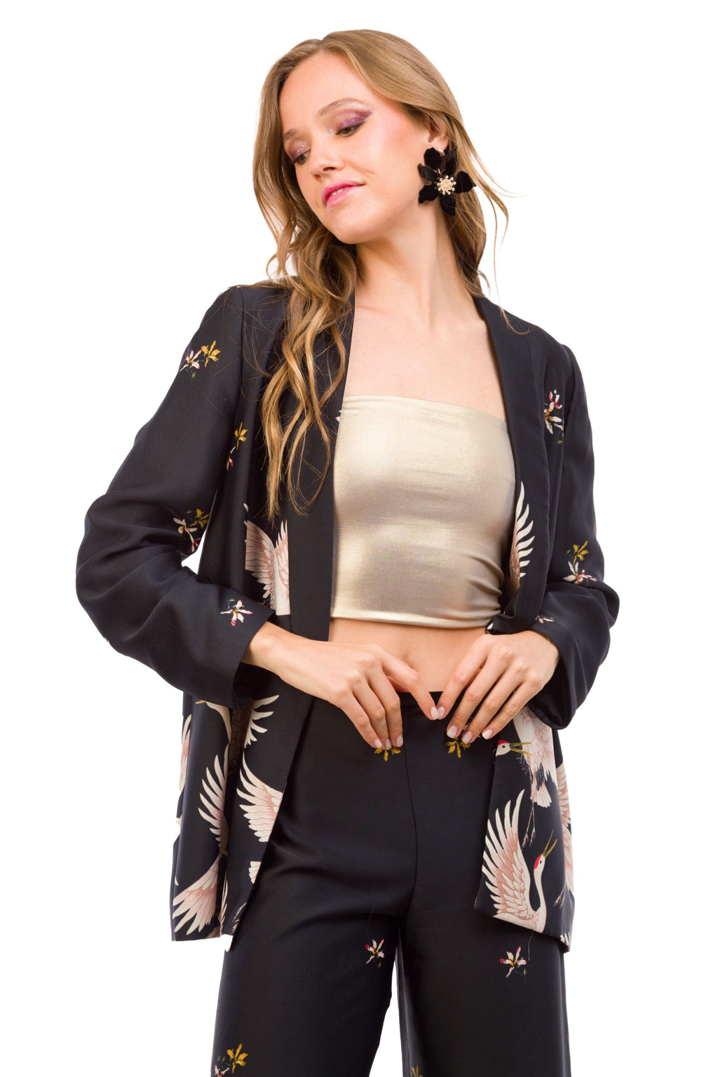 Conjunto de Dos Piezas, Blazer y Pantalón con Pájaros Zara Talla S