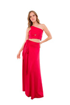 Conjunto de Dos Piezas, Top y Pollera Roja de Lycra