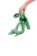 Arriendo de Zapatos verde loro andarina con hebilla al costado