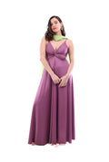 Arriendo de Vestido largo lila oscuro nudo adelante lycra brillante