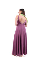 Arriendo de Vestido largo lila oscuro nudo adelante lycra brillante