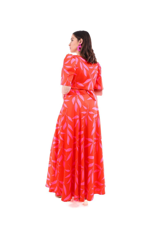 Arriendo de Conjunto de dos piezas, top y pollera ajustables con estampado de flores