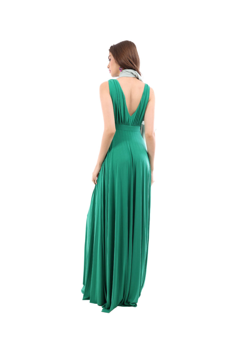 Arriendo de Vestido largo verde de lycra marca Goddiva London plizado