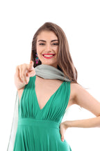 Arriendo de Vestido largo verde de lycra marca Goddiva London plizado