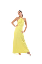 Arriendo de Vestido largo amarillo fosforescente tiras al cuello
