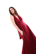 Arriendo de Vestido largo multiforma lycra pesada burdeo