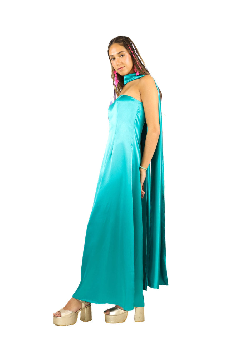 Arriendo de Vestido largo de seda calipso strapless