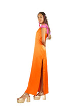 Arriendo de Vestido largo de seda naranjo con un hombro