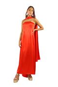 Arriendo de Vestido largo de seda rojo strapless