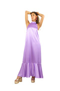 Arriendo de Vestido largo de seda lila cuello halter