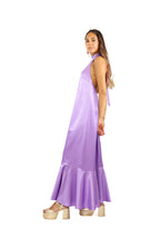 Arriendo de Vestido largo de seda lila cuello halter