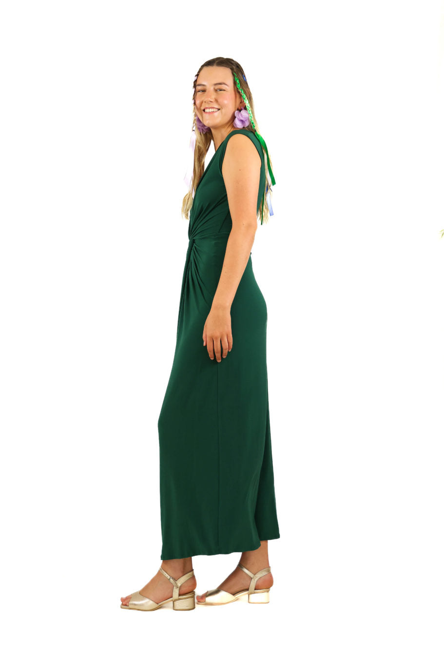 Arriendo de Vestido largo verde oscuro de lycra