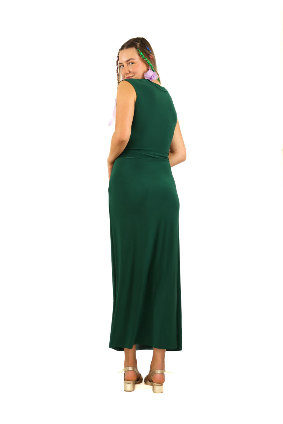 Arriendo de Vestido largo verde oscuro de lycra