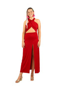 Arriendo de Vestido largo de lycra rojo italiano