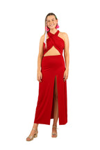 Arriendo de Vestido largo de lycra rojo italiano