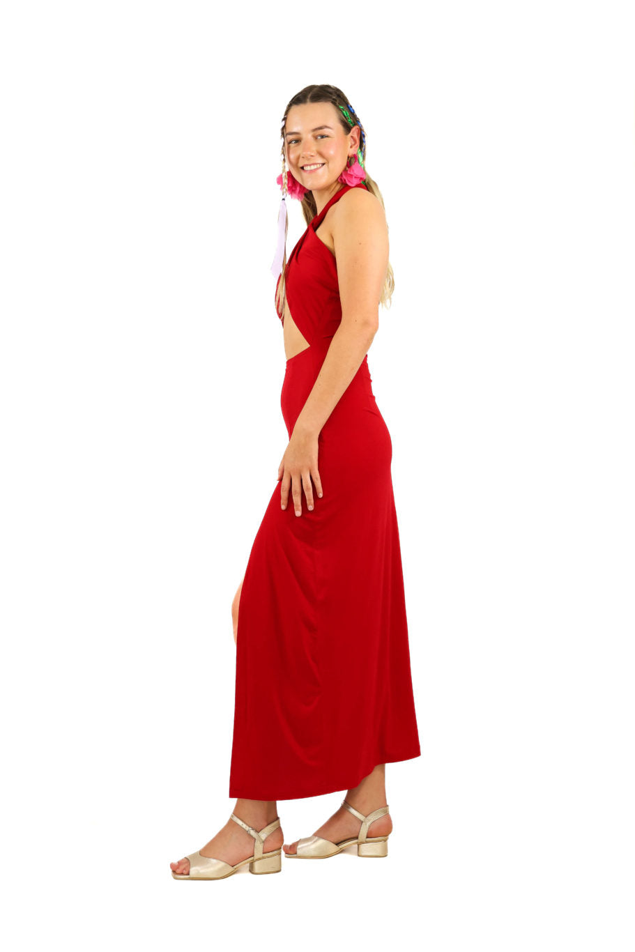 Arriendo de Vestido largo de lycra rojo italiano