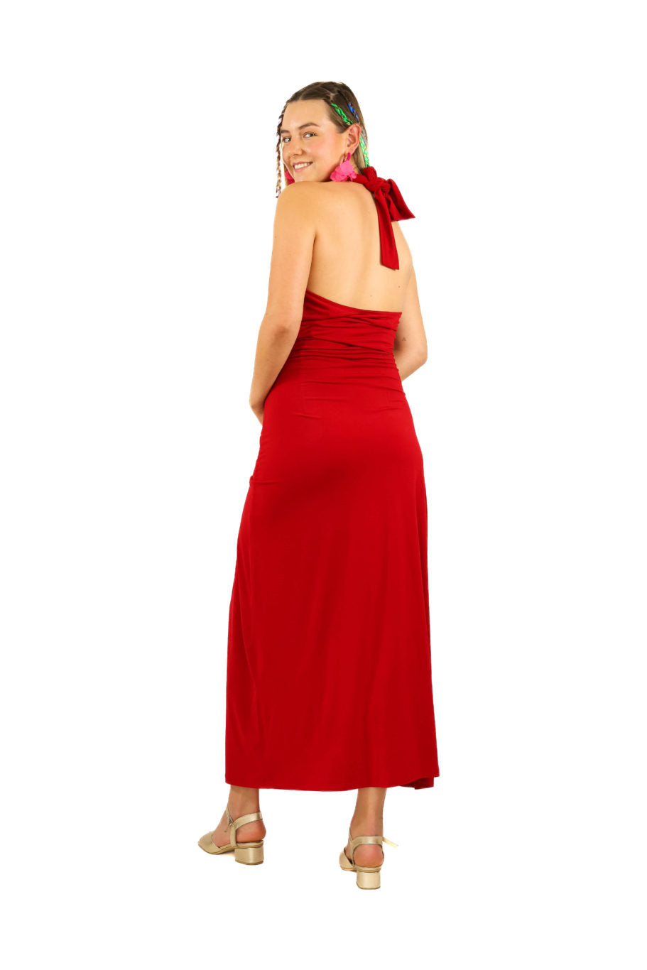 Arriendo de Vestido largo de lycra rojo italiano