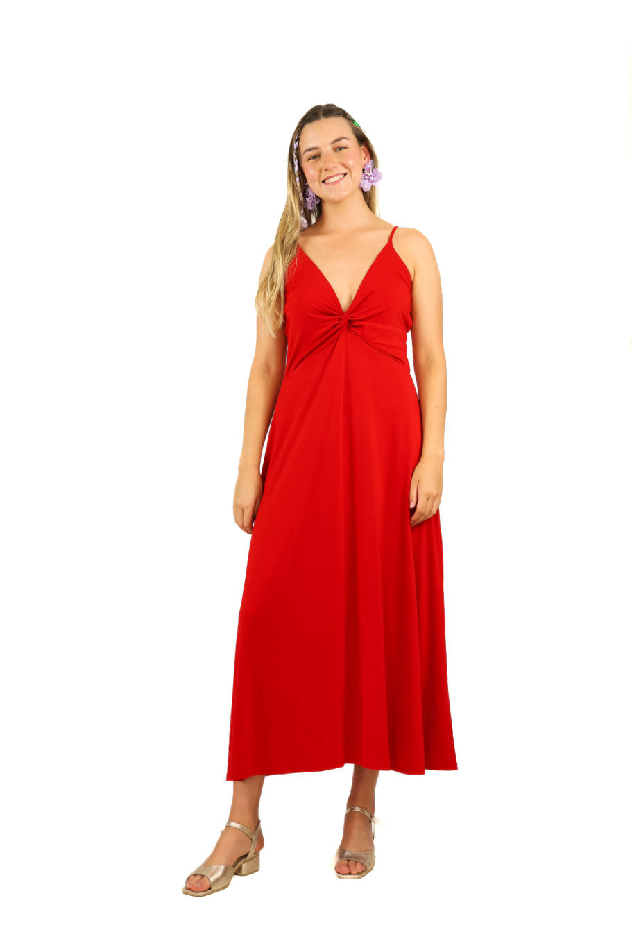 Arriendo de Vestido largo de lycra rojo