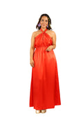 Arriendo de Vestido largo de seda rojo elástico en cintura