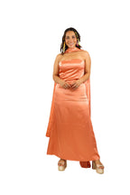 Arriendo de Vestido largo de seda damasco strapless