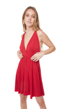 Arriendo de Vestido corto rojo con tiras armables de lycra