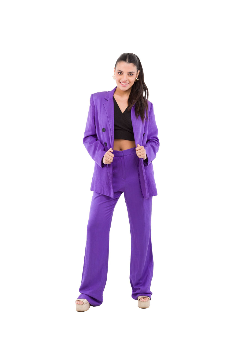Conjunto de Dos Piezas, Blazer y Pantalón Morado Oscuro SFERA Collection