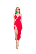 Vestido Middie Rojo con Muchos Cortes Asimétricos Talla S