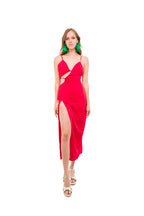 Vestido Middie Rojo con Muchos Cortes Asimétricos Talla S