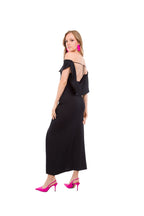 Vestido Largo Negro Strapless con Manguitas