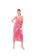 Vestido Largo Midi Estampado Animal Print Dorado y Fucsia