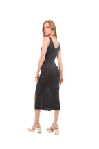 Vestido Midi Negro con Brillos "Tejido"