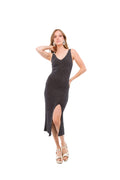 Vestido Midi Negro con Brillos "Tejido"