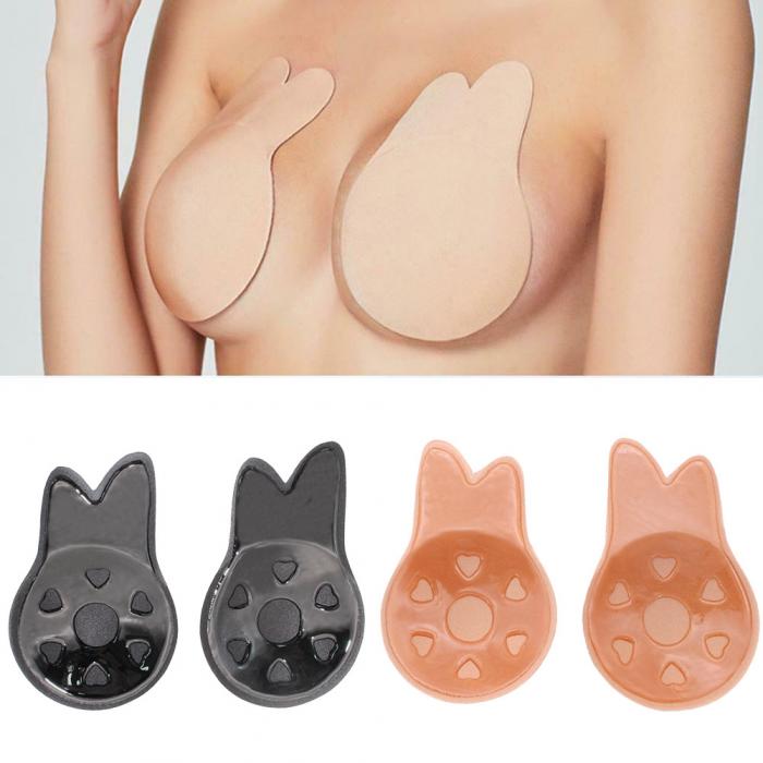 Sujetadores push-up de silicona sin tirantes, autoadhesivo, Invisible, reutilizable, cinta adhesiva para levantar el pecho, almohadillas para sujetador de conejo