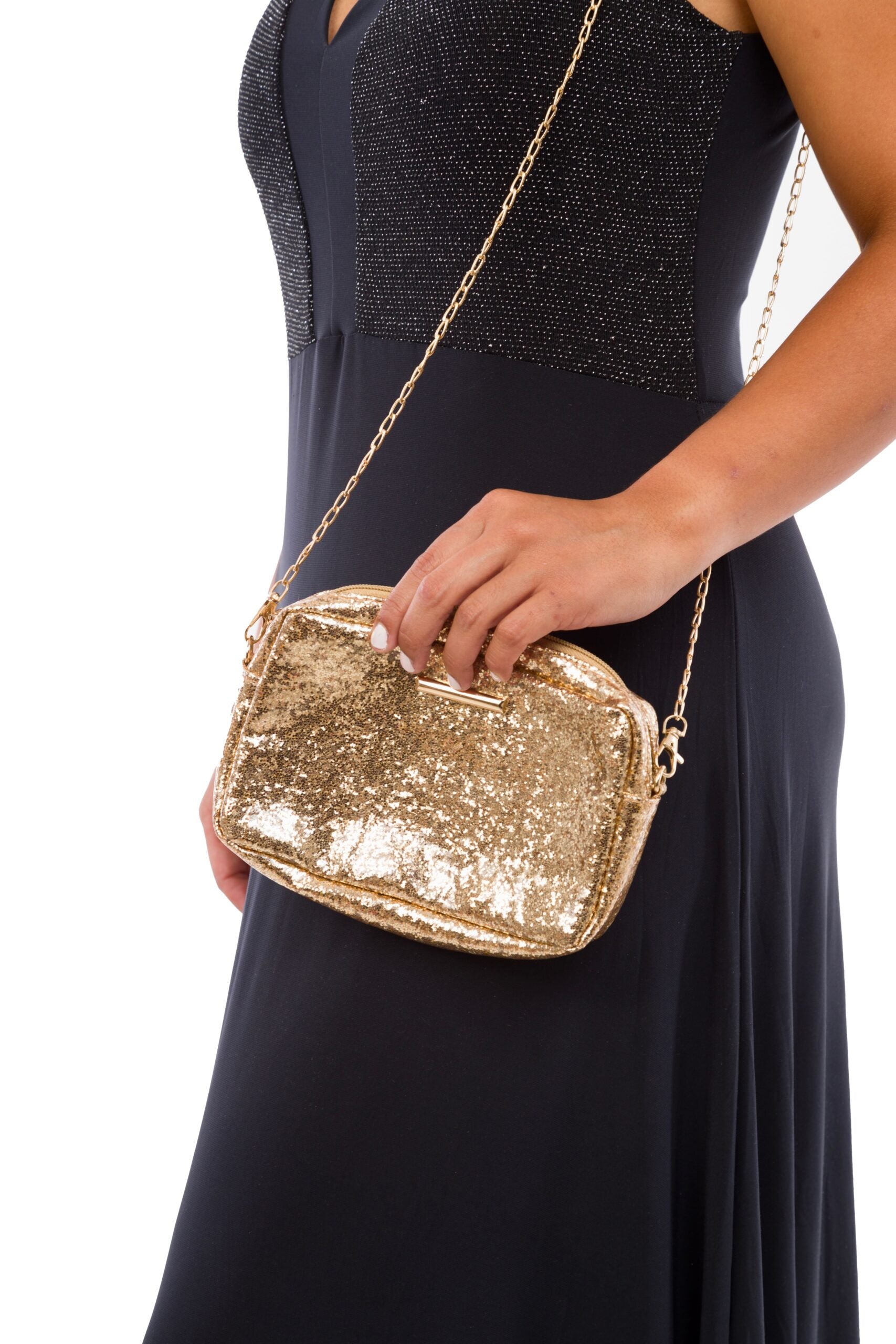 Cartera Dorada con Brillos