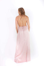 Vestido rosa palo largo seda