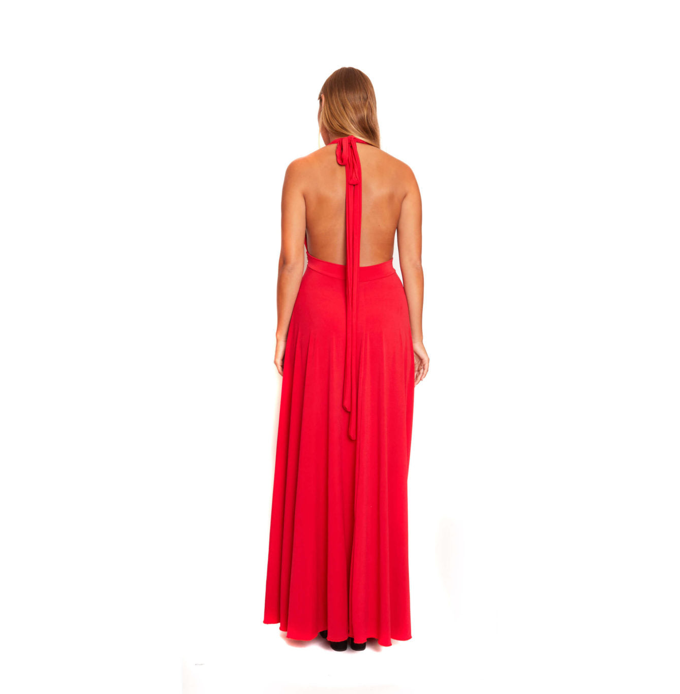 Vestido largo rojo multiformas