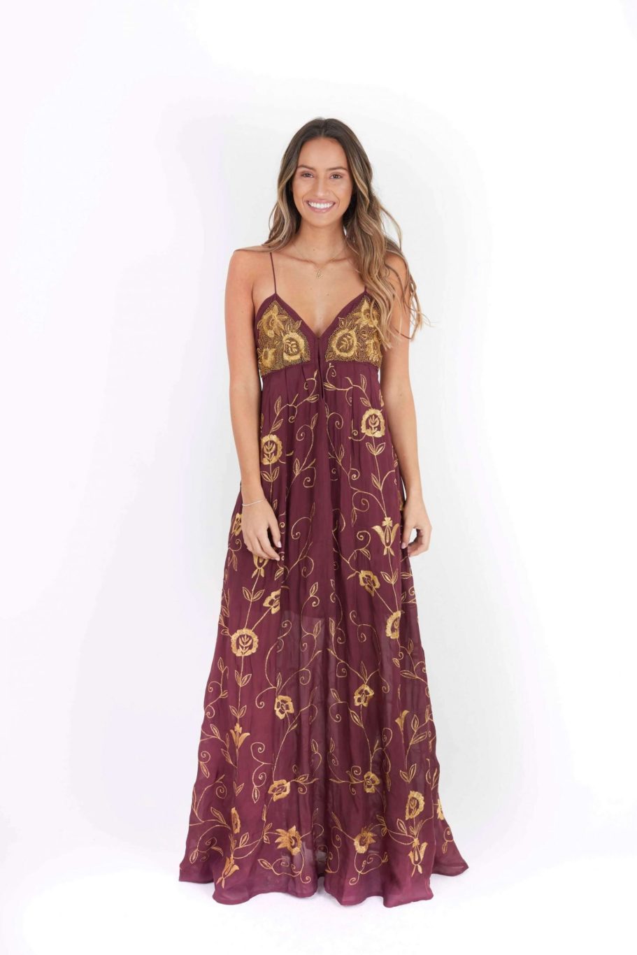 Vestido morado con dorado India Chic